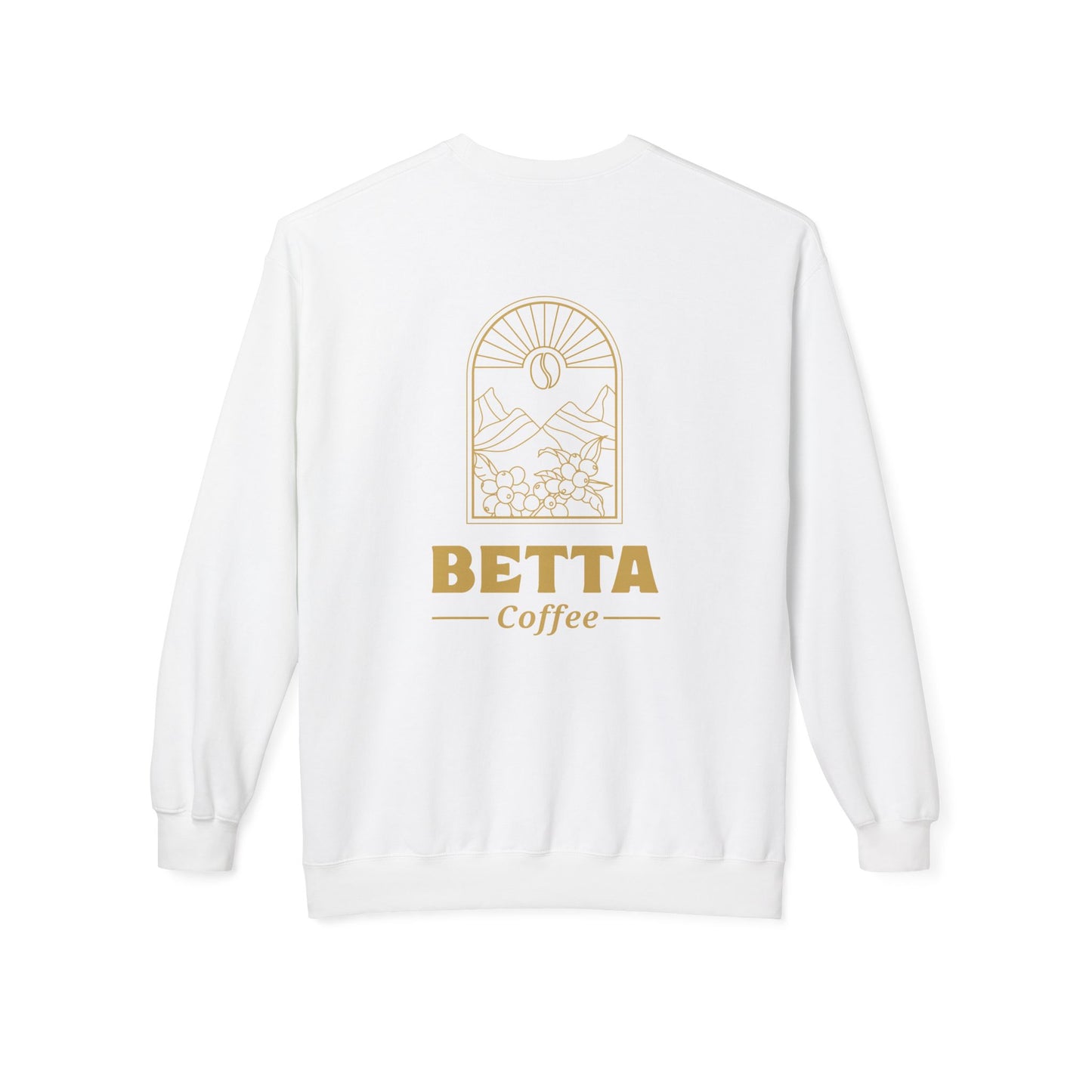 Coffee Crewneck Sweatshirt — "Betta Coffee" Logo Mountain Design