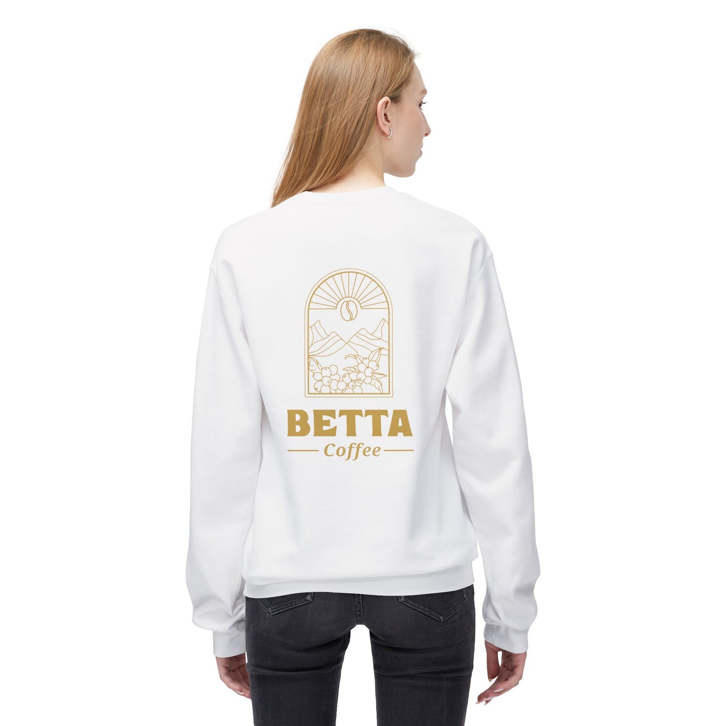 Coffee Crewneck Sweatshirt — "Betta Coffee" Logo Mountain Design
